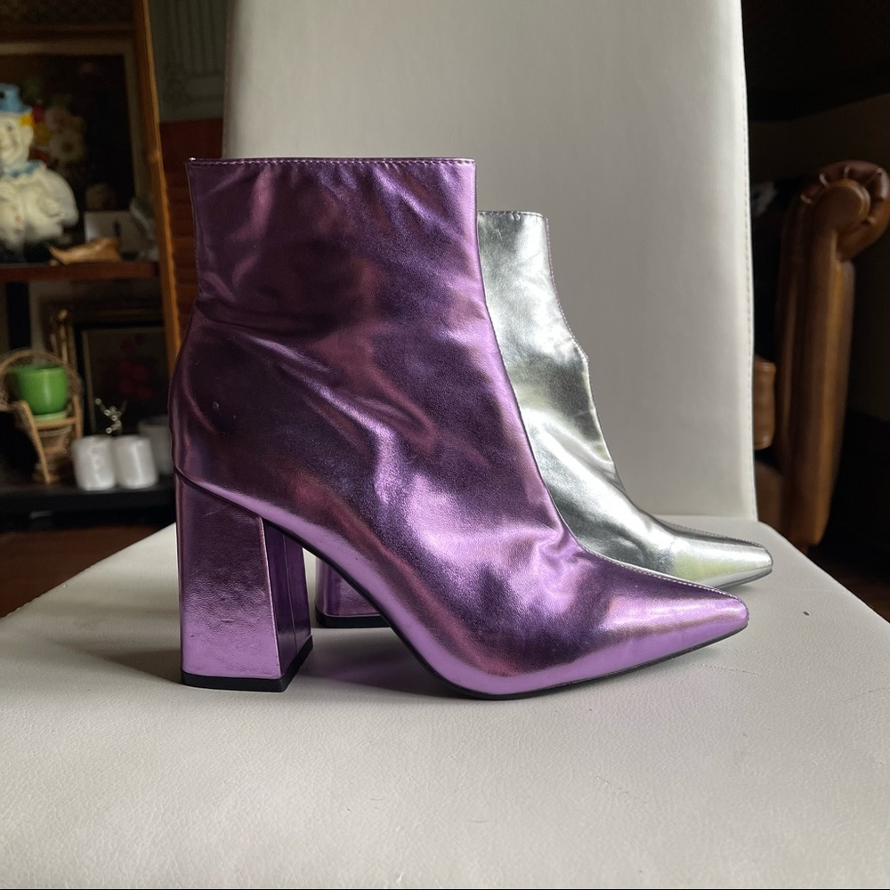 Public Desire Purple and Silver Boots | Size 6